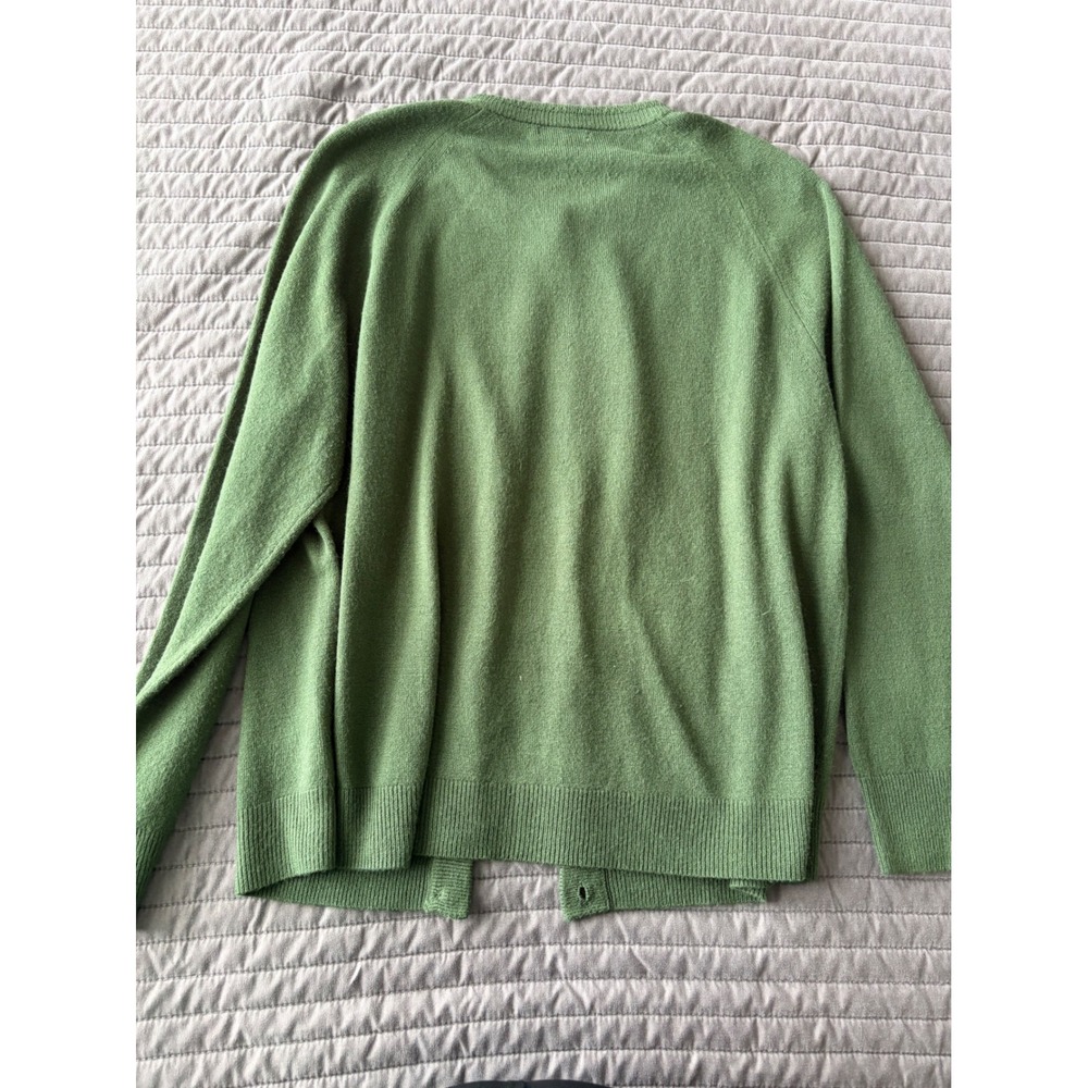 Hampshire Studio Green Button Front Cardigan Sweater XL Rhinestone Button Raglan - Picture 8 of 9